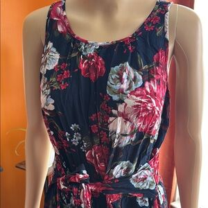 LOFT Navy Floral Sleeveless Jumpsuit Resort Wear